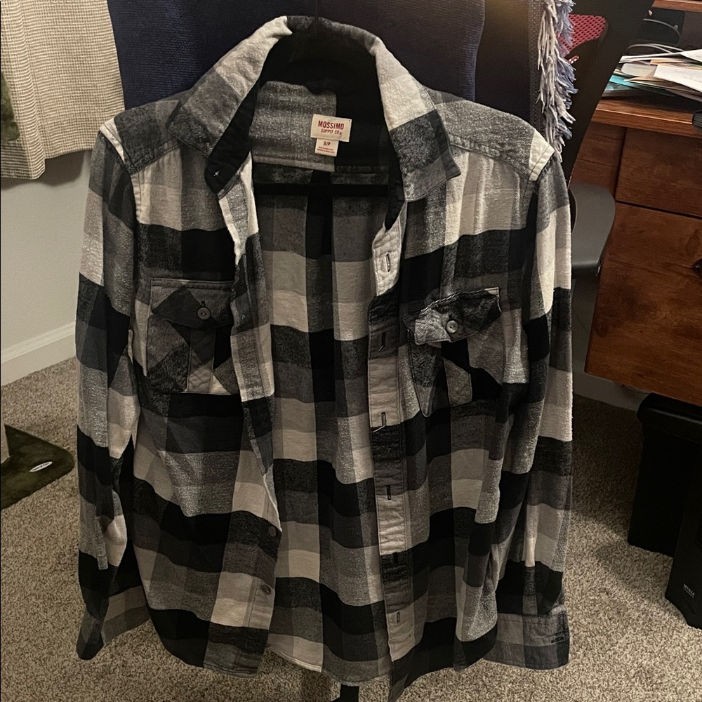 Mossimo Supply Co. Black & Gray Plaid Shirt Jacket